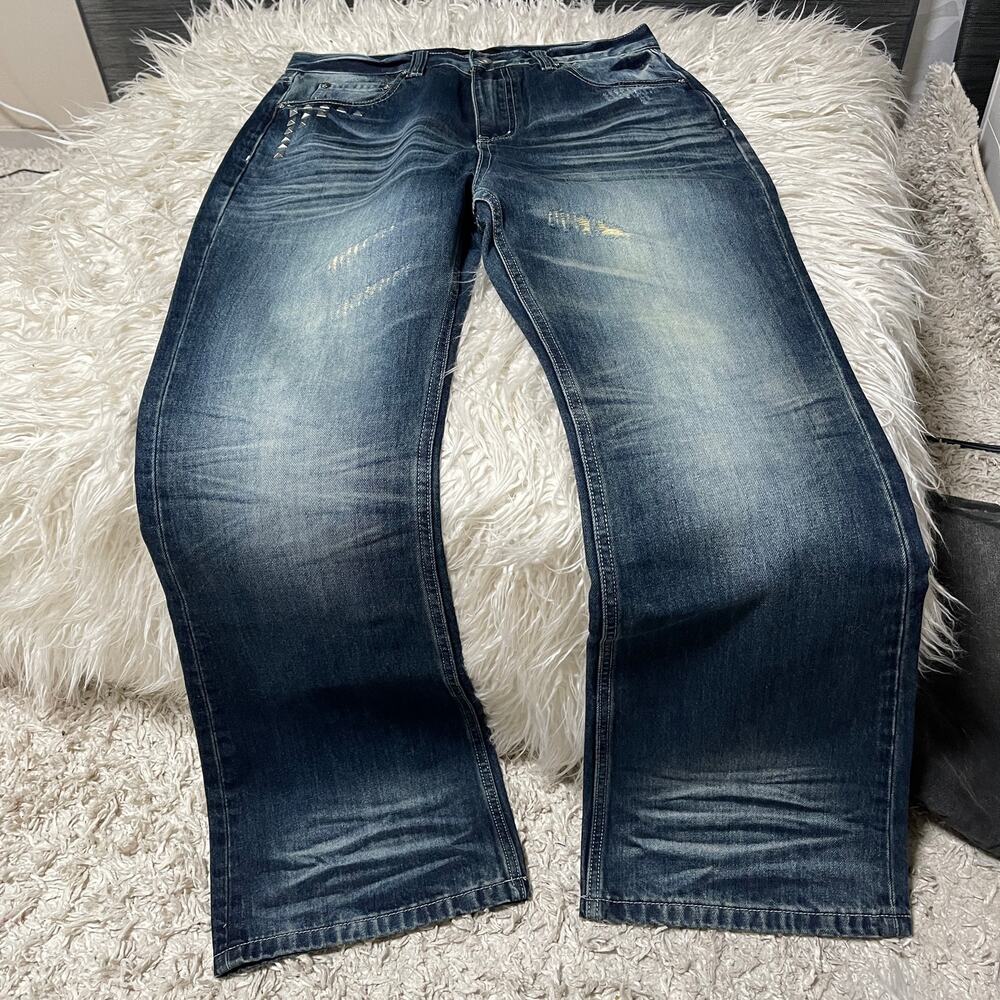 Hysteric Glamour Style Vintage Faded Japanese Brand Studded Bootcut Denim Jeans